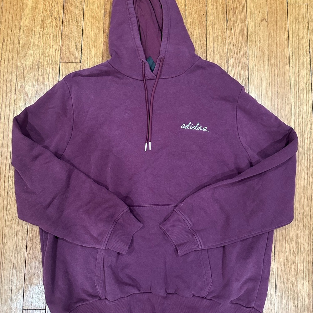 Adidas Men's Maroon Hoodie Sweater